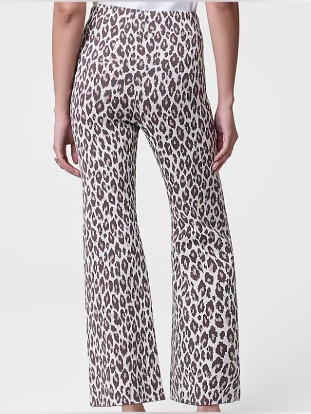 Leopard Knit Flared Pants (Petite Small)